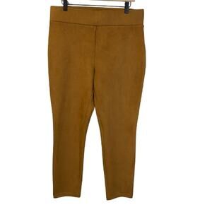 LOFT Warm Honey Brown Faux Suede Ankle Pant Elastic Waist Pull On Pant Sz L